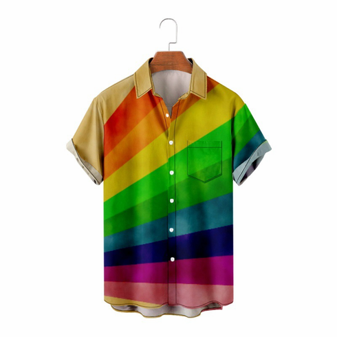 Pride Button Up Shirts Rainbow D7