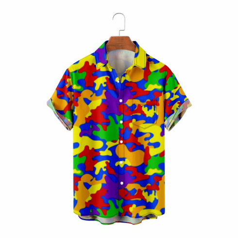 Pride Button Up Shirts Rainbow D8