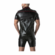Punch Hole Leatherette Shirt Black/Red