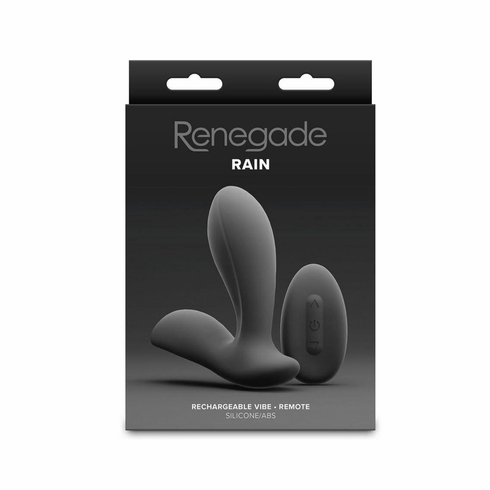 Rain Rechargeable Silicone Prostate and Taint Massager with Remote Black 3.7" Silicone Remote