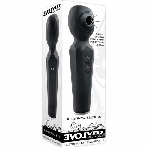 Rainbow Sucker Rechargeable Silicone Massager Black 6.3"