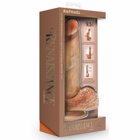 Raphael Sliding Foreskin Dildo Brown 8.5" Silicone