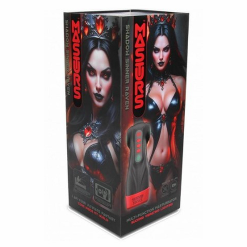 Raven Shadow Sinner Rechargeable Multi Function Masturbator - Black
