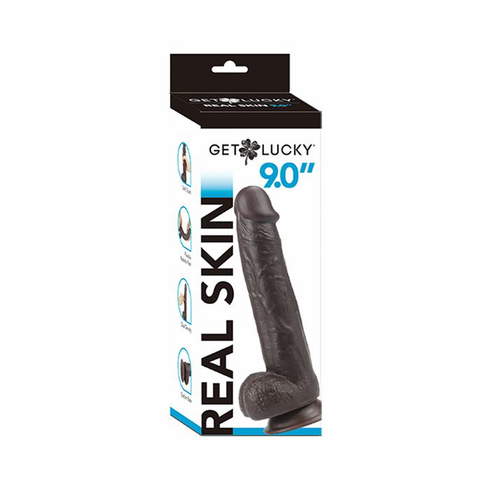 Real Skin Series Dildos Dark Brown 9" TPE/TPR/ABS