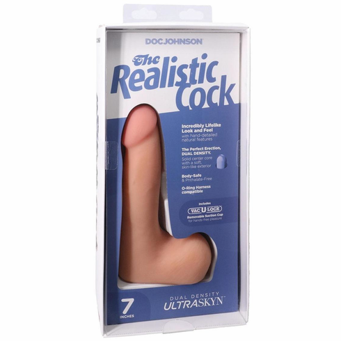 Realistic Cock Ultraskyn Removable Vac-U-Lock Suction Cup Beige 7" TPE/TPR/ABS