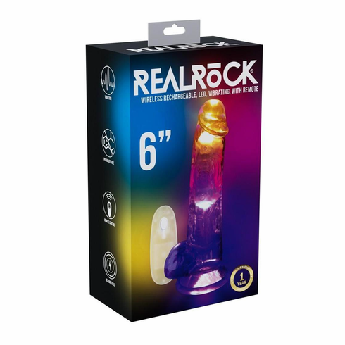 Rechargeable Dildo with Remote Multicolor 6" TPE/TPR/ABS Remote