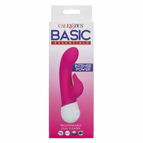 Rechargeable Dual Pleaser Rechargeable Silicone Vibrator  Pink 7" Silicone