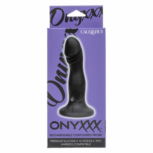 Rechargeable Silicone Contoured Probe Black 6.2" Silicone