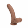Rechargeable Silicone Dual Layered Vibrating Curved Dildo with Weighted Balls Silicone 7" Caramel