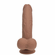 Rechargeable Silicone Dual Layered Vibrating Curved Dildo with Weighted Balls Silicone 7" Caramel