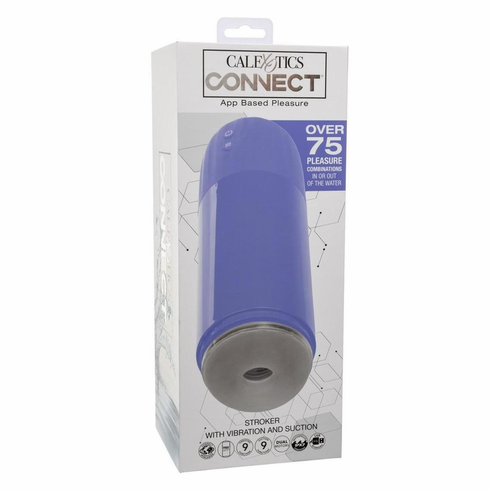Rechargeable Stroker with Vibration and Suction Purple 11" TPE/TPR/ABS App
