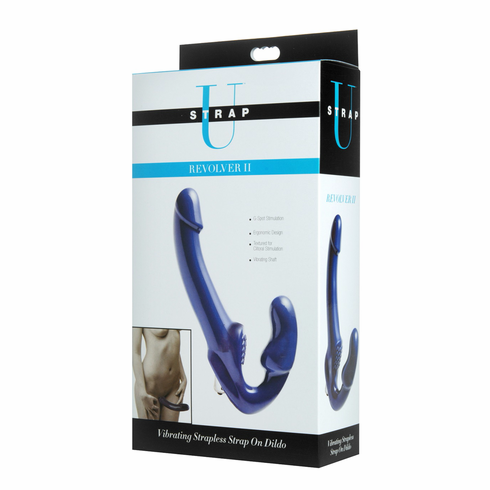 Revolver II Vibrating Strapless Strap-On Blue 10" TPE/TPR/ABS