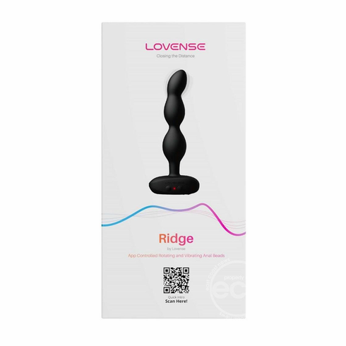 Ridge Rechargeable Silicone Rotating Anal Beads Black 4.9" Silicone App
