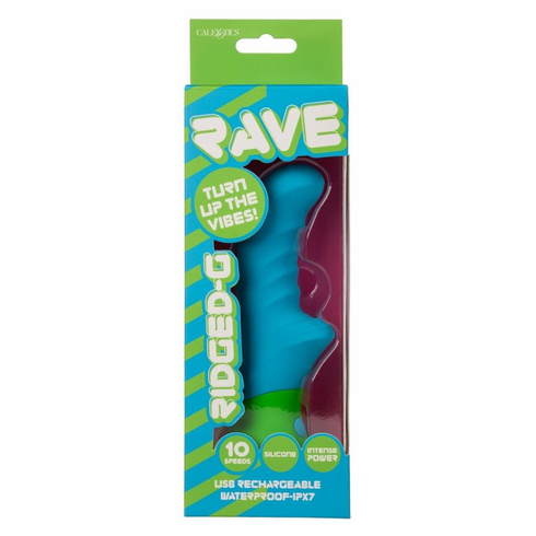 Ridged-G Rechargeable Silicone G-Spot Vibrator Blue/Green 3" Silicone