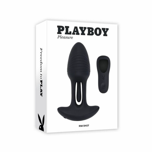 Rim Shot Rechargeable Silicone Anal Plug - Black 4.5"