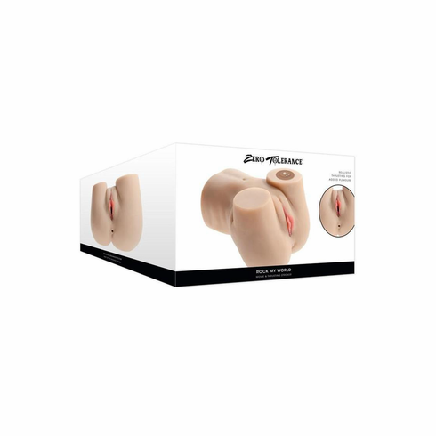 Rock My World Rechargeable Thrusting Stroker 4.2" Beige