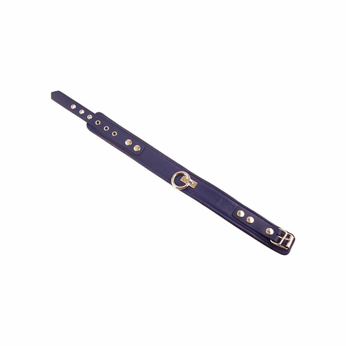 Rouge Plain Leather Adjustable Collar with Ring Blue Adjustable Leather
