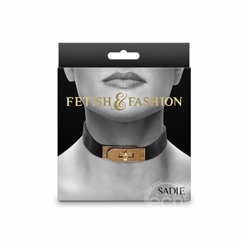Sadie Collar Black/Gold Adjustable PU