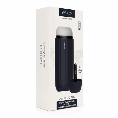 Sam Neo 2 Pro Silicone Rechargeable Heating Masturbator Navy 9" Silicone App