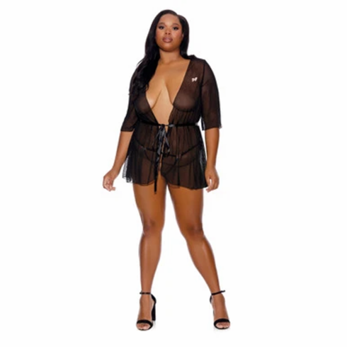 Sheer Black Peignoir Plus Size