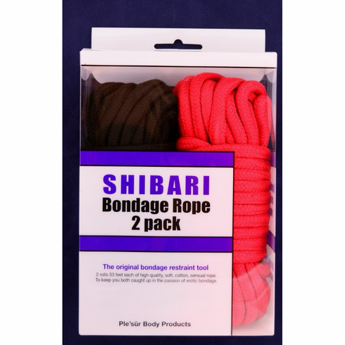 Shibari Bondage Rope Kit -Cotton 2/pk Black/Red