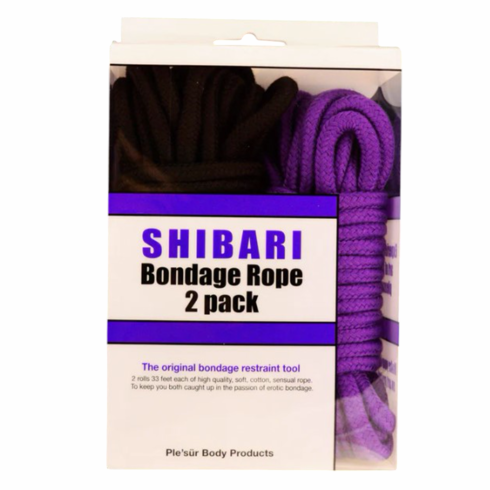 Shibari Bondage Rope Kit -Cotton 2/pk Purple/Black 33'