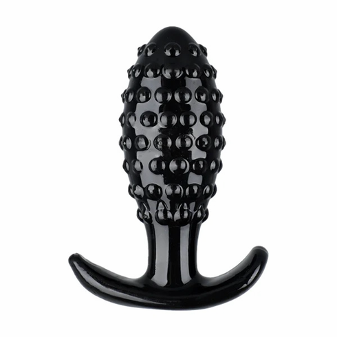 Silicone Beaded Anal Plug - 4 pc set Black Silicone