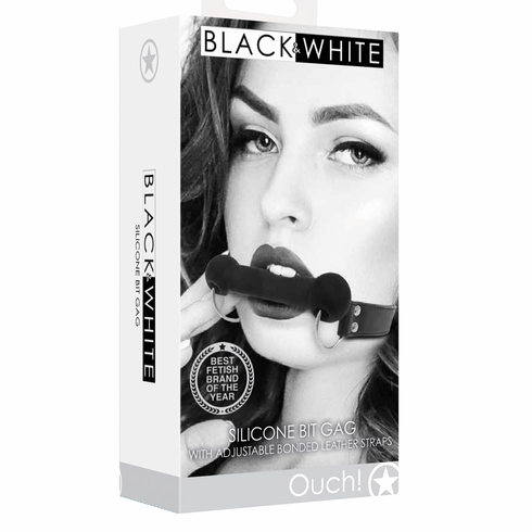 Silicone Bit Gag with Adjustable Bonded Leather Straps Black Adjustable Silicone