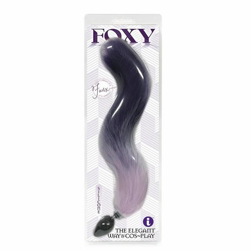 Silicone Fox Tail Butt Plug Purple 2" Silicone