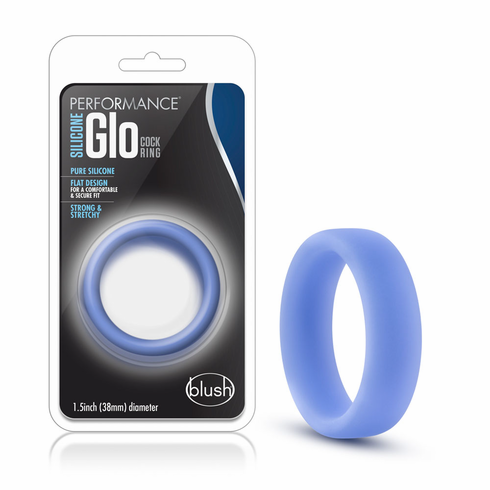 Silicone Glo Pro Cock Ring Blue One Size Silicone
