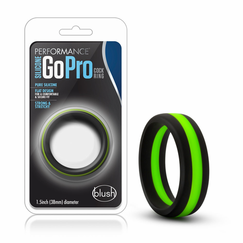 Silicone Go Pro Cock Ring Black/Green One Size Silicone