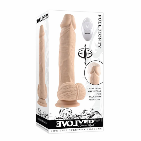 Silicone Rechargeable Realistic Dildo with Remote  Beige 9" Silicone Remote