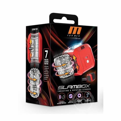 SlamBox Rechargeable Masturbator Red 4" TPE/TPR/ABS