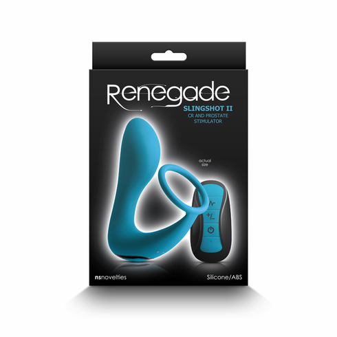 Slingshot II Rechargeable Silicone Cock Ring & Prostate Plug with Remote Teal 4.7" Silicone Remote