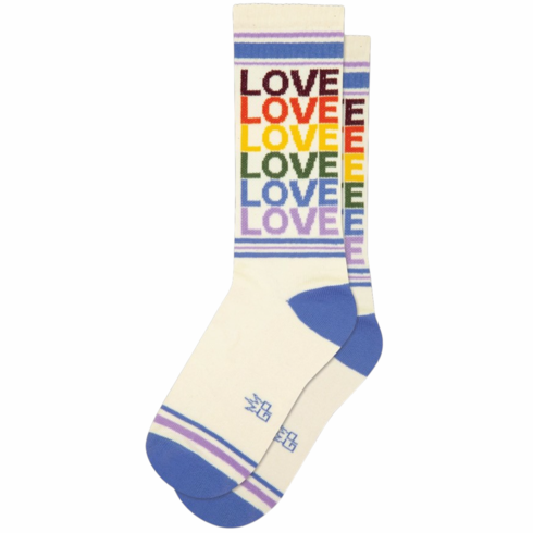 Socks - Love Vintage Rainbow Crew White