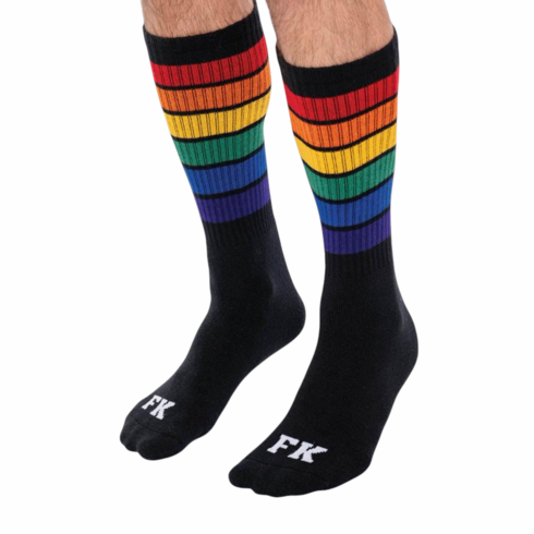 Socks - Sport High Calf Black/Rainbow Knee