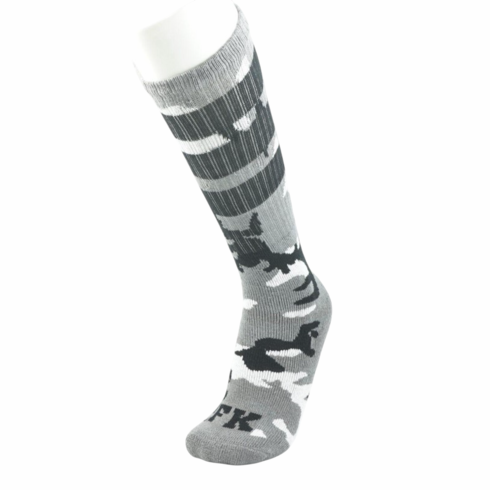 Socks - Sport High Calf Gray Camo Knee