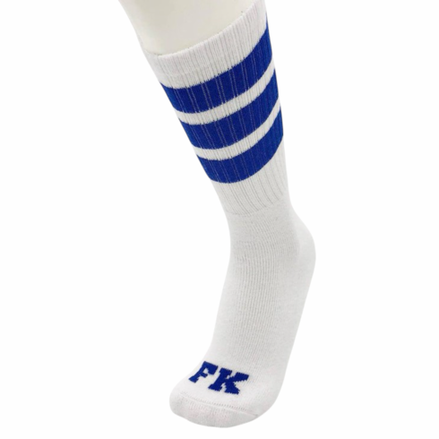 Socks - Sport High Calf White/Blue Knee