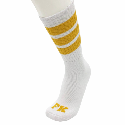 Socks - Sport High Calf White/Gold Knee