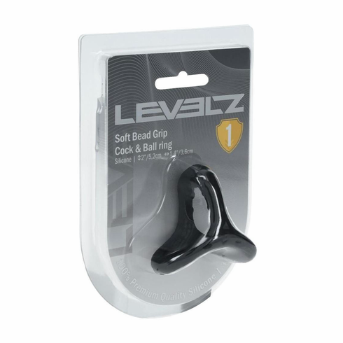 Soft Bead Grip Silicone Cock & Ball Ring Black One Size Silicone