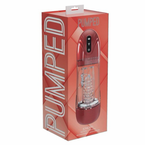 SonicPull 10 Function Multimedia Enhanced Masturbator - Metallic Red