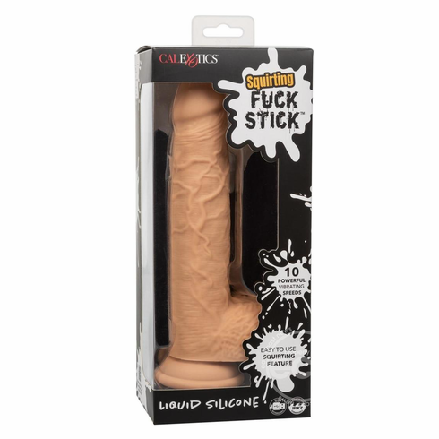 Squirting Fuck Stick Rechargeable Silicone Realistic Dildo Beige 6.5" Silicone