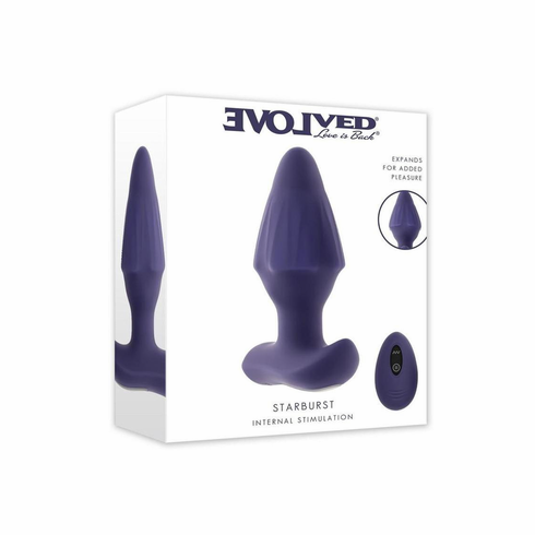 Starburst Rechargeable Silicone Expandable Anal Plug with Remote - Purple