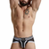 Stretchy Brief With Detachable Pouch And Zipper Back Black And White