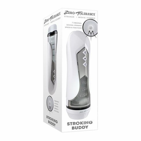 Stroking Buddy Rechargeable Thrusting Masturbator White 11.5" TPE/TPR/ABS