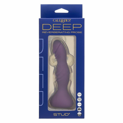 Stud Rechargeable Silicone Reverberating Probe Purple 6" Silicone