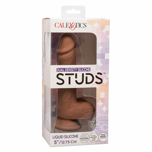 Studs Dual Density Dildo Brown 5" Silicone