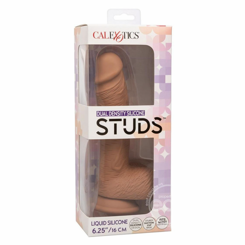 Studs Dual Density Dildo Brown 6.2" Silicone