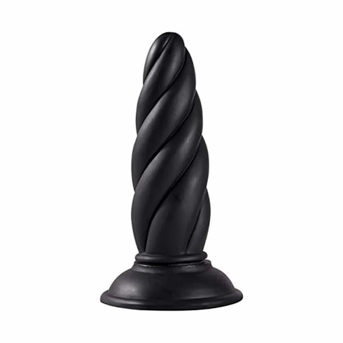 Super Swirl Anal Plug Black 5.9" PVC
