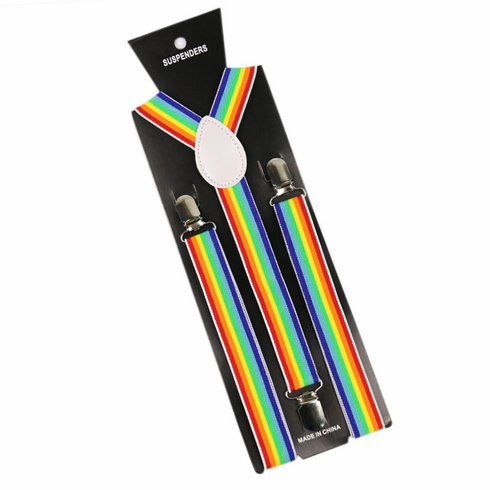 Suspenders - White Patch Rainbow Adjustable